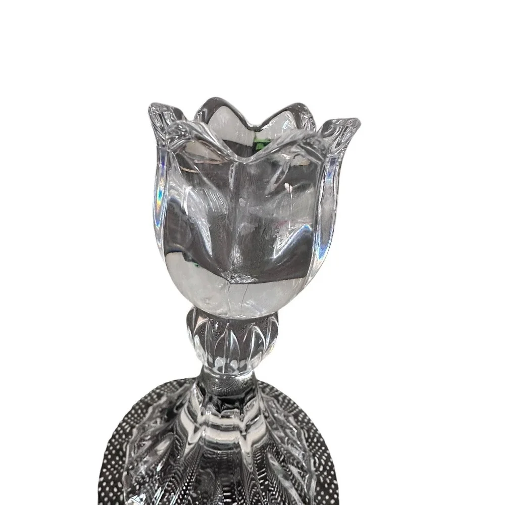 Mikasa Lead Crystal Tulip Candlestick Holder Clear Glass Floral Pedestal‎ 5 inch